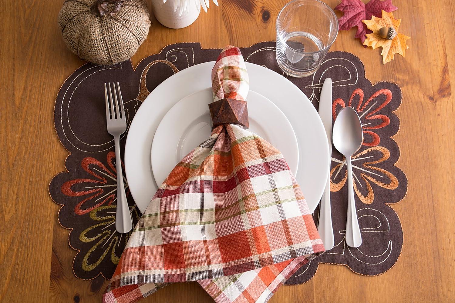 imageDII Fall Table Decorations Thanksgiving Placemat Set 14x19 Embroidered Turkey 4 CountEmbroidered Gobble Gobble