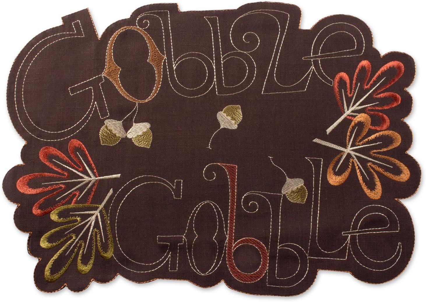 imageDII Fall Table Decorations Thanksgiving Placemat Set 14x19 Embroidered Turkey 4 CountEmbroidered Gobble Gobble