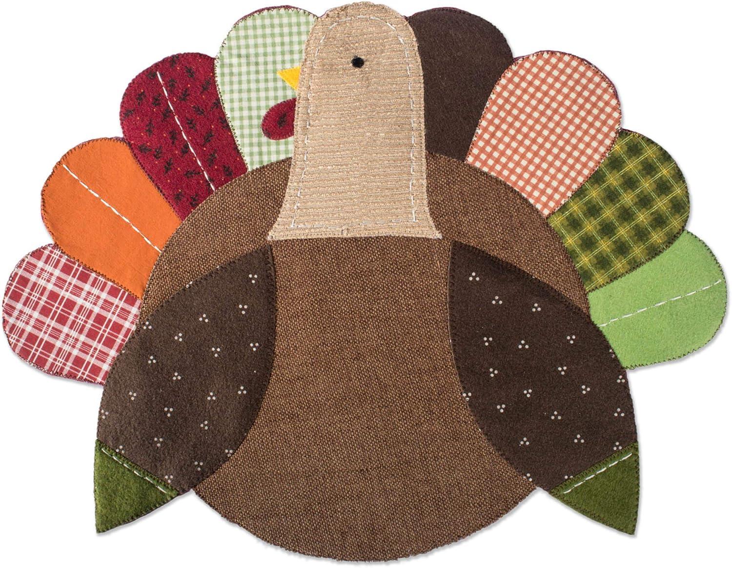 imageDII Fall Table Decorations Thanksgiving Placemat Set 14x19 Embroidered Turkey 4 CountEmbroidered Turkey