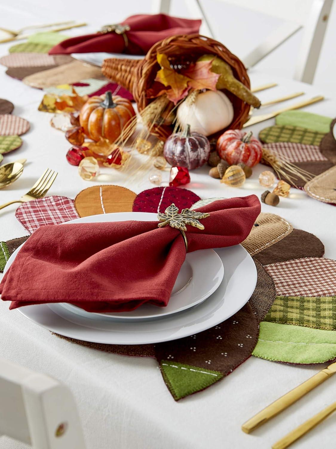 imageDII Fall Table Decorations Thanksgiving Placemat Set 14x19 Embroidered Turkey 4 CountEmbroidered Turkey