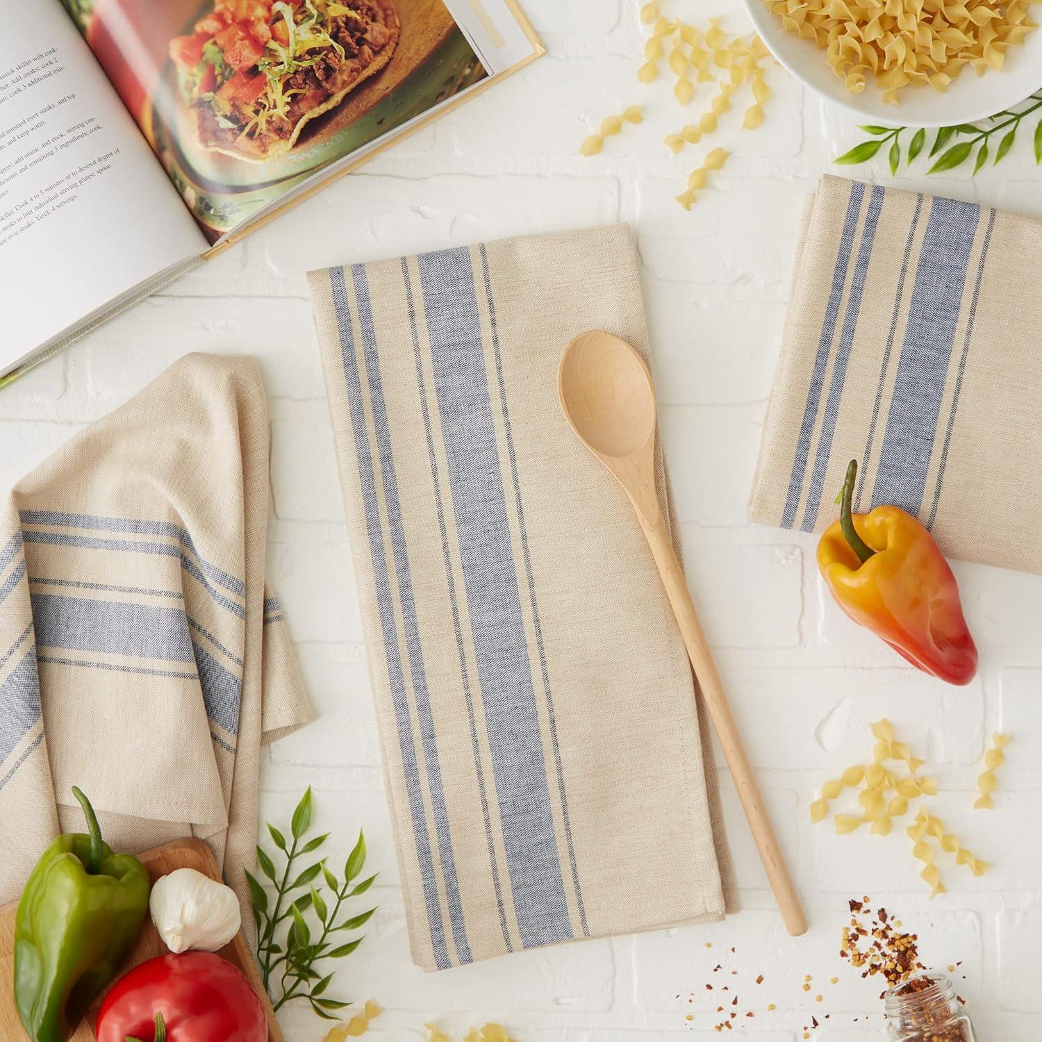 imageDII French Stripe Dishtowels Kitchen Collection 20 x 30 Set of 3 Chambray BlueNautical Blue