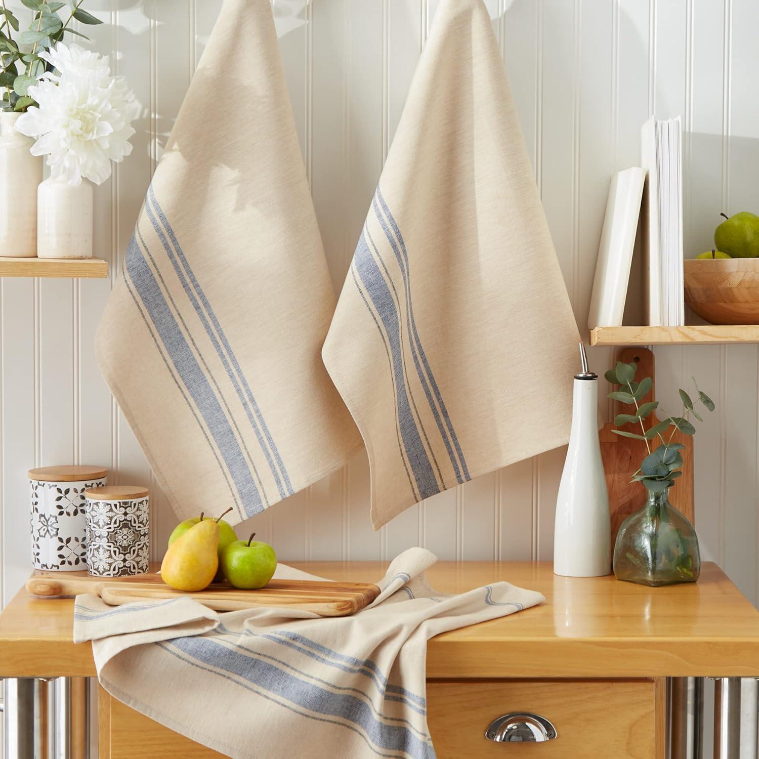 imageDII French Stripe Dishtowels Kitchen Collection 20 x 30 Set of 3 Chambray BlueNautical Blue