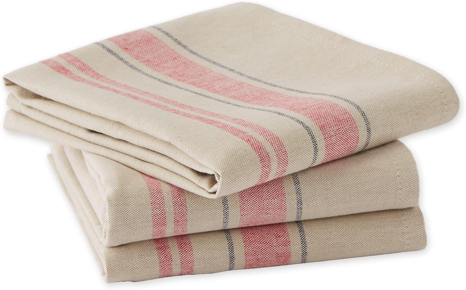 imageDII French Stripe Dishtowels Kitchen Collection 20 x 30 Set of 3 Chambray BlueRed