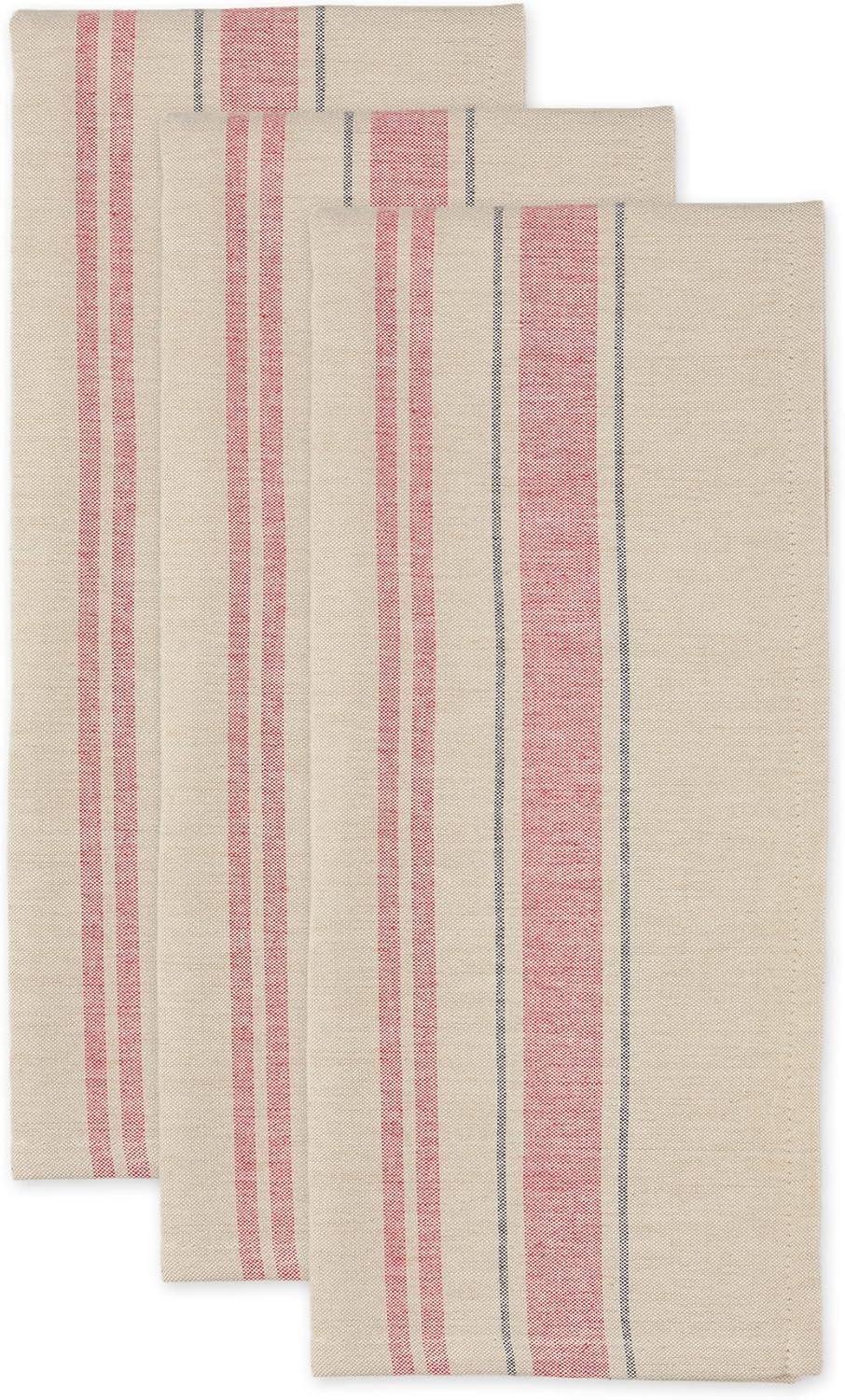 imageDII French Stripe Dishtowels Kitchen Collection 20 x 30 Set of 3 Chambray BlueRed