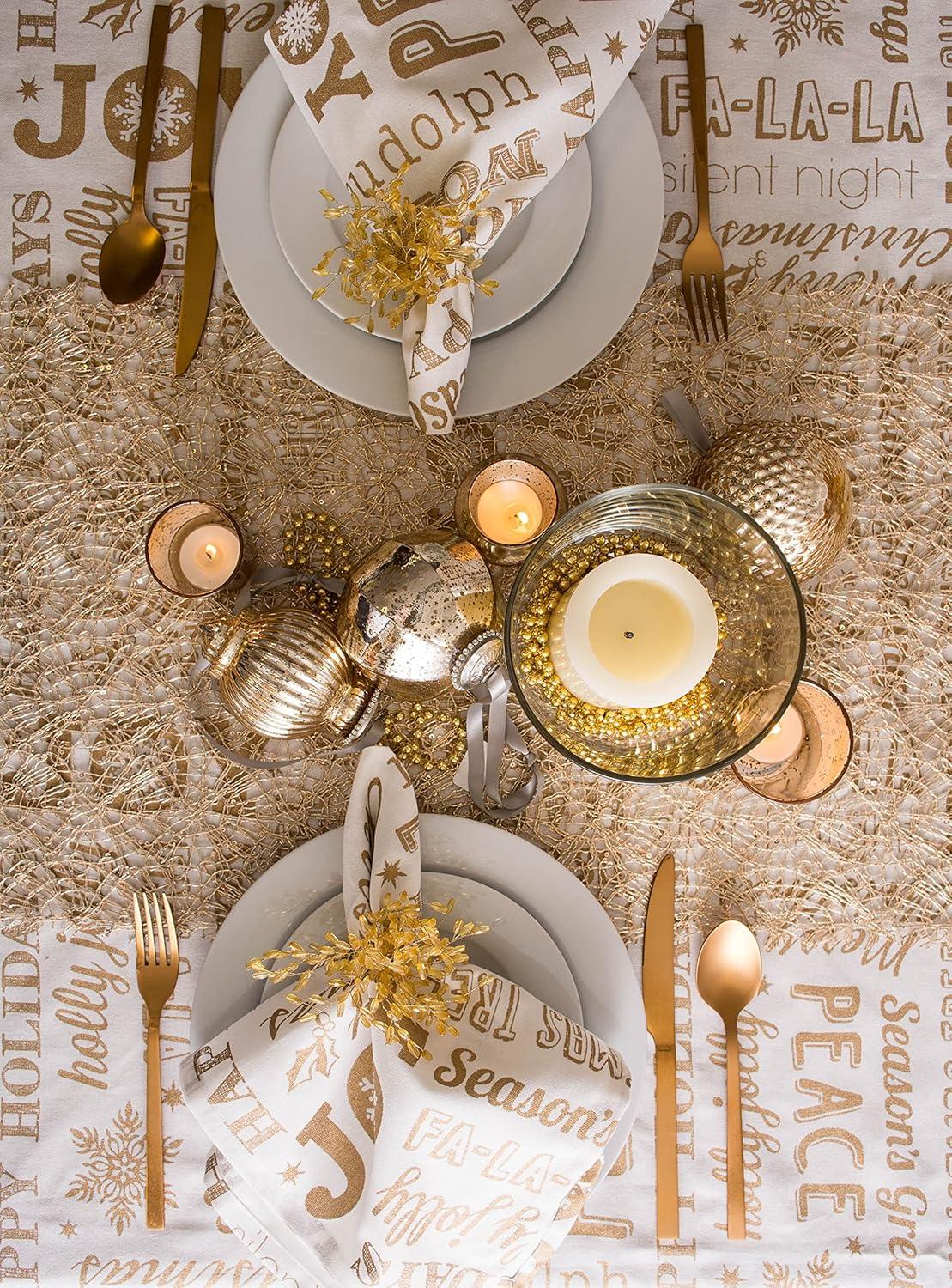 imageDII Holiday Dining Table Linen Metallic Fabric Kitchen Dcor Christmas Tablecloth 60x84 Silver Holiday CollageGold Holiday Collage