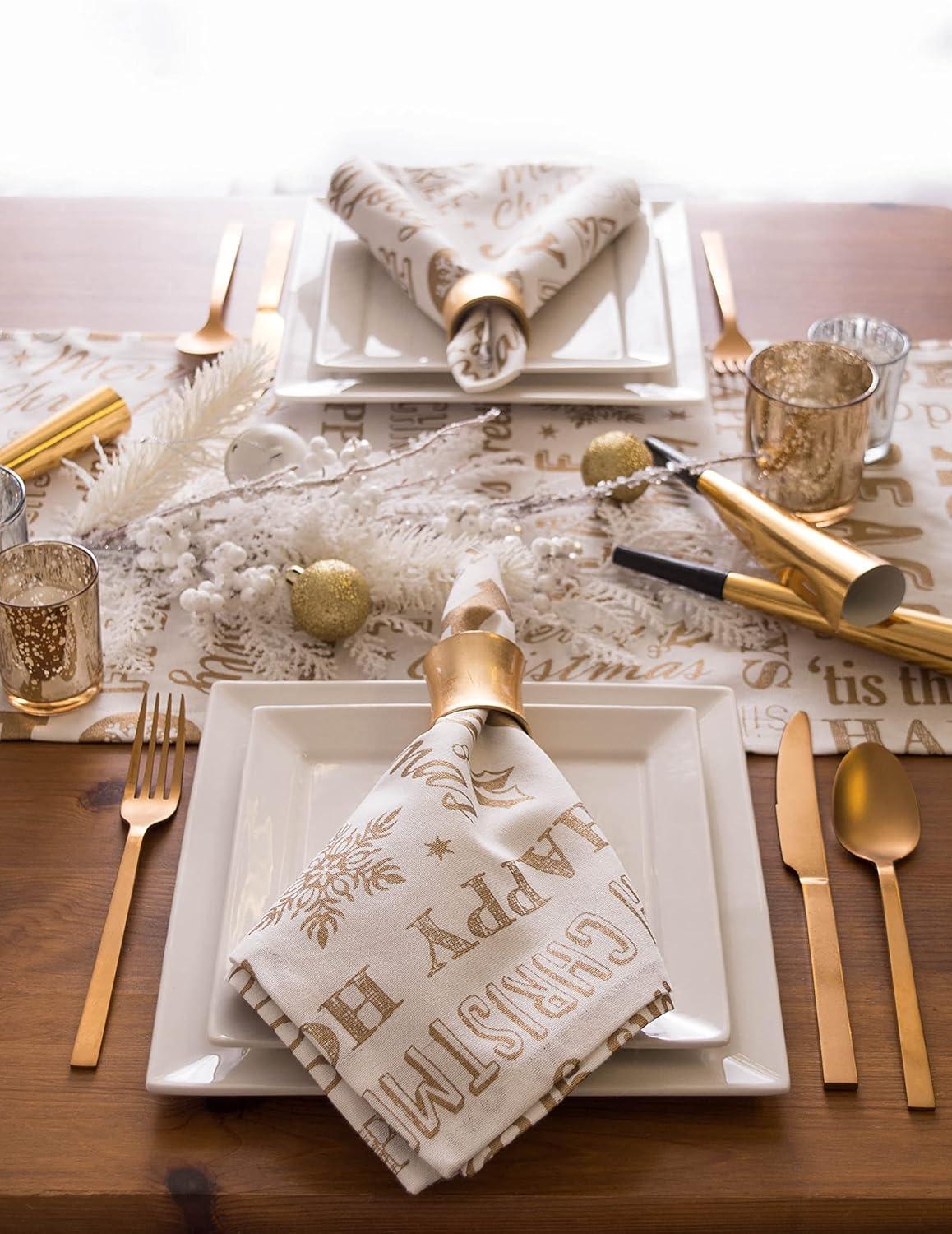 imageDII Holiday Dining Table Linen Metallic Fabric Kitchen Dcor Christmas Tablecloth 60x84 Silver Holiday CollageGold Holiday Collage