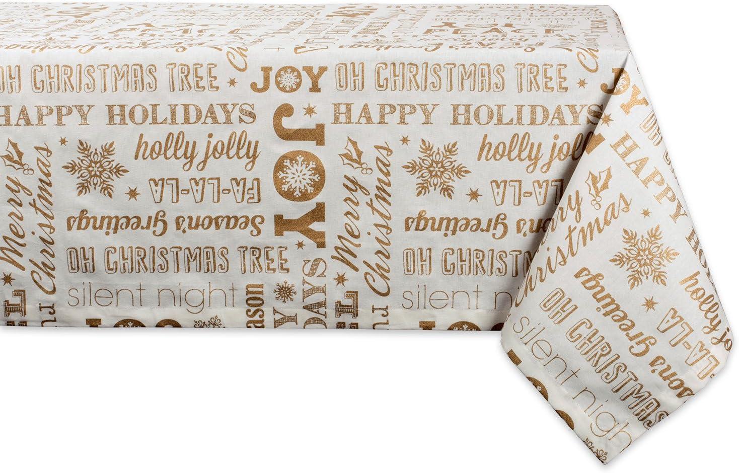 imageDII Holiday Dining Table Linen Metallic Fabric Kitchen Dcor Christmas Tablecloth 60x84 Silver Holiday CollageGold Holiday Collage