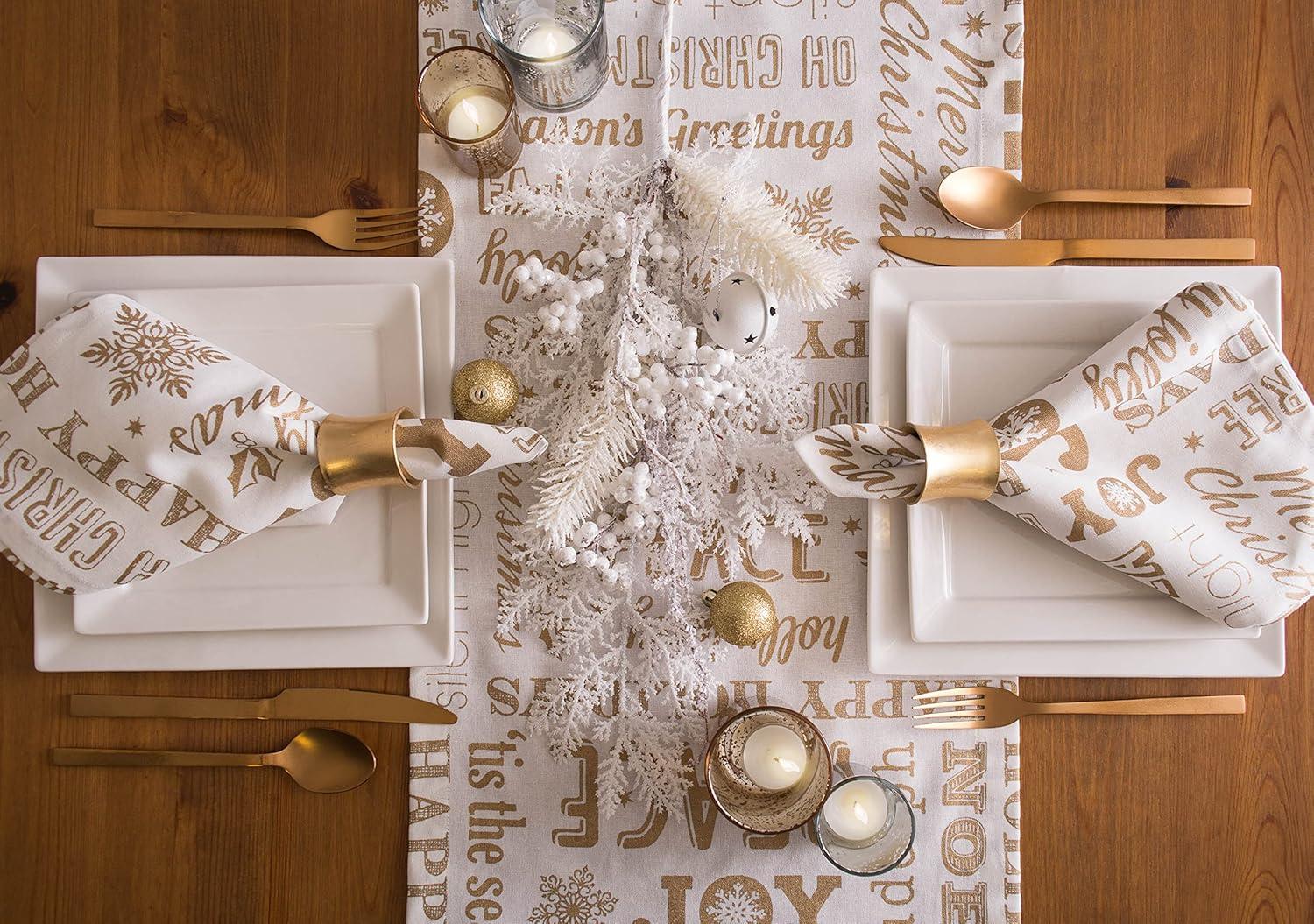 imageDII Holiday Dining Table Linen Metallic Fabric Kitchen Dcor Christmas Tablecloth 60x84 Silver Holiday CollageGold Holiday Collage