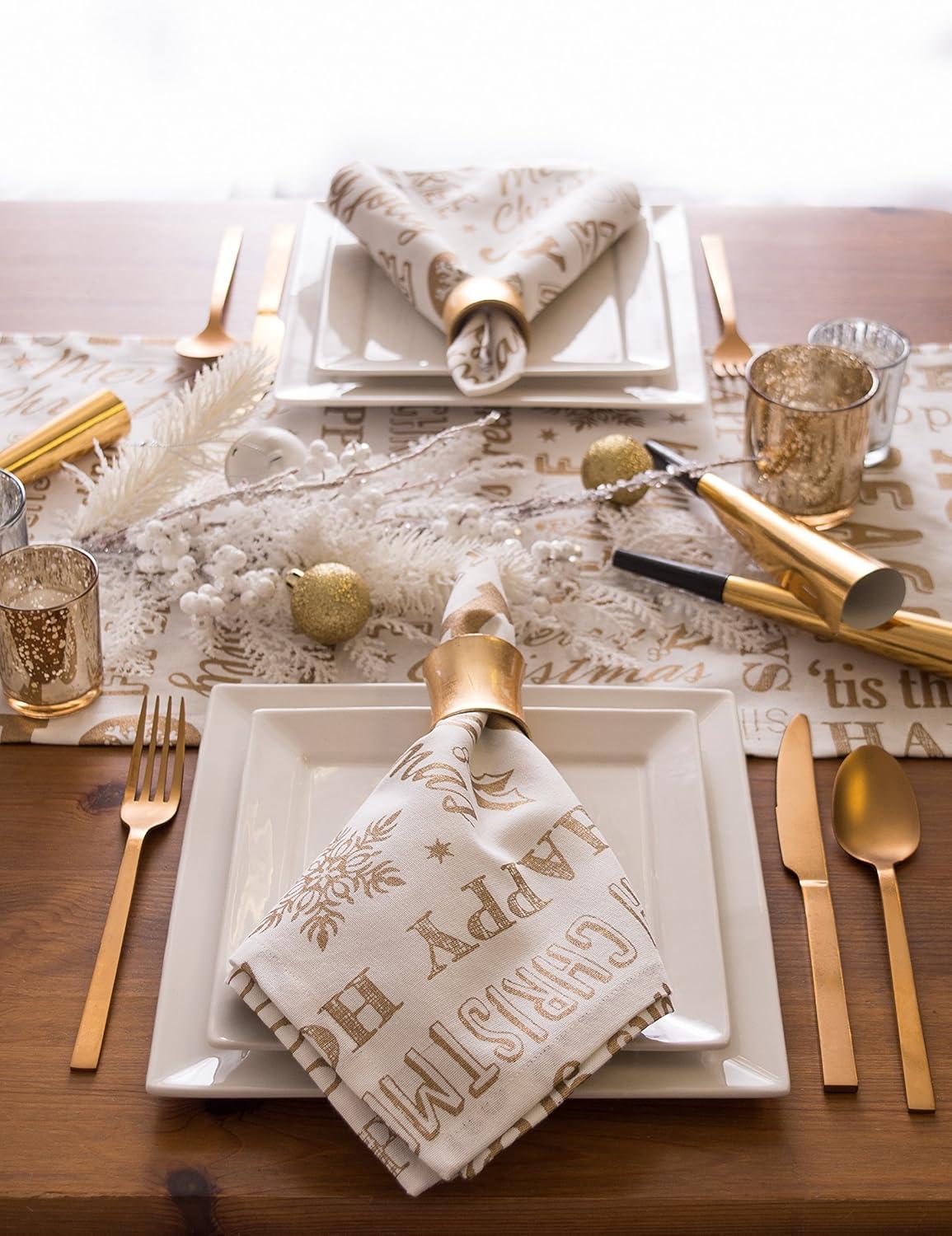imageDII Holiday Dining Table Linen Metallic Fabric Kitchen Dcor Christmas Tablecloth 60x84 Silver Holiday CollageGold Holiday Collage