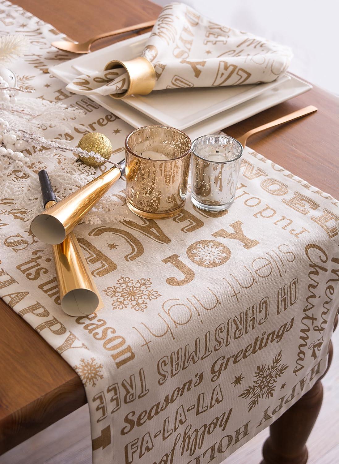 imageDII Holiday Dining Table Linen Metallic Fabric Kitchen Dcor Christmas Tablecloth 60x84 Silver Holiday CollageGold Holiday Collage