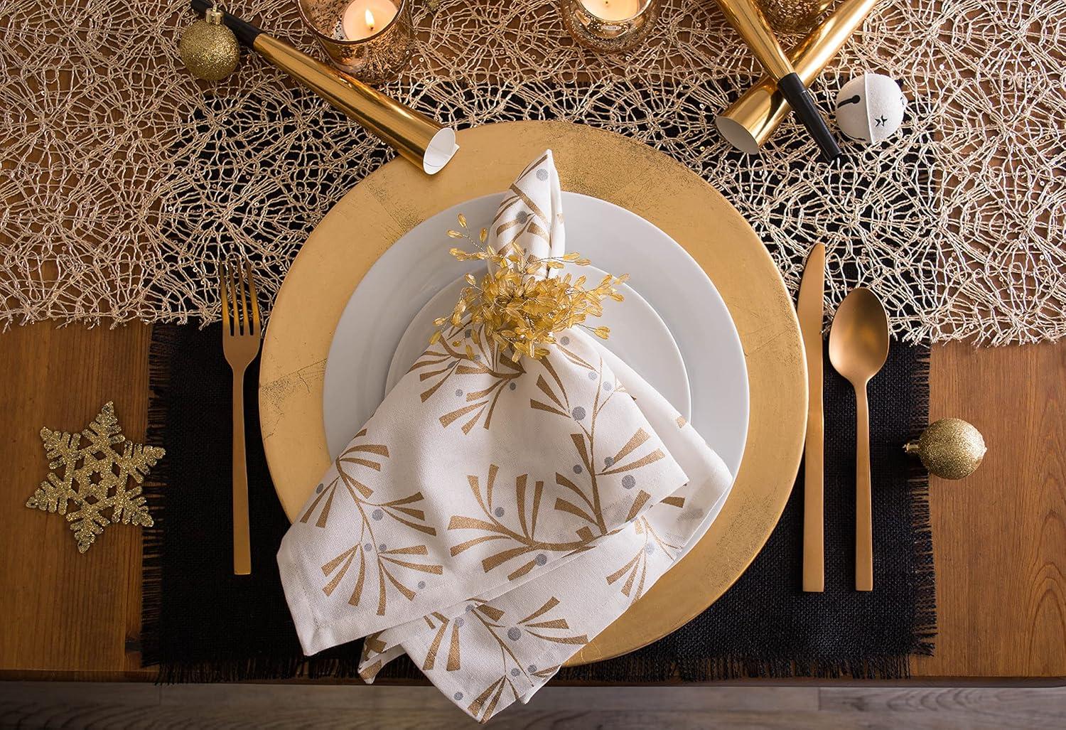 imageDII Holiday Dining Table Linen Metallic Fabric Kitchen Dcor Christmas Tablecloth 60x84 Silver Holiday CollageGold Holly Leaves