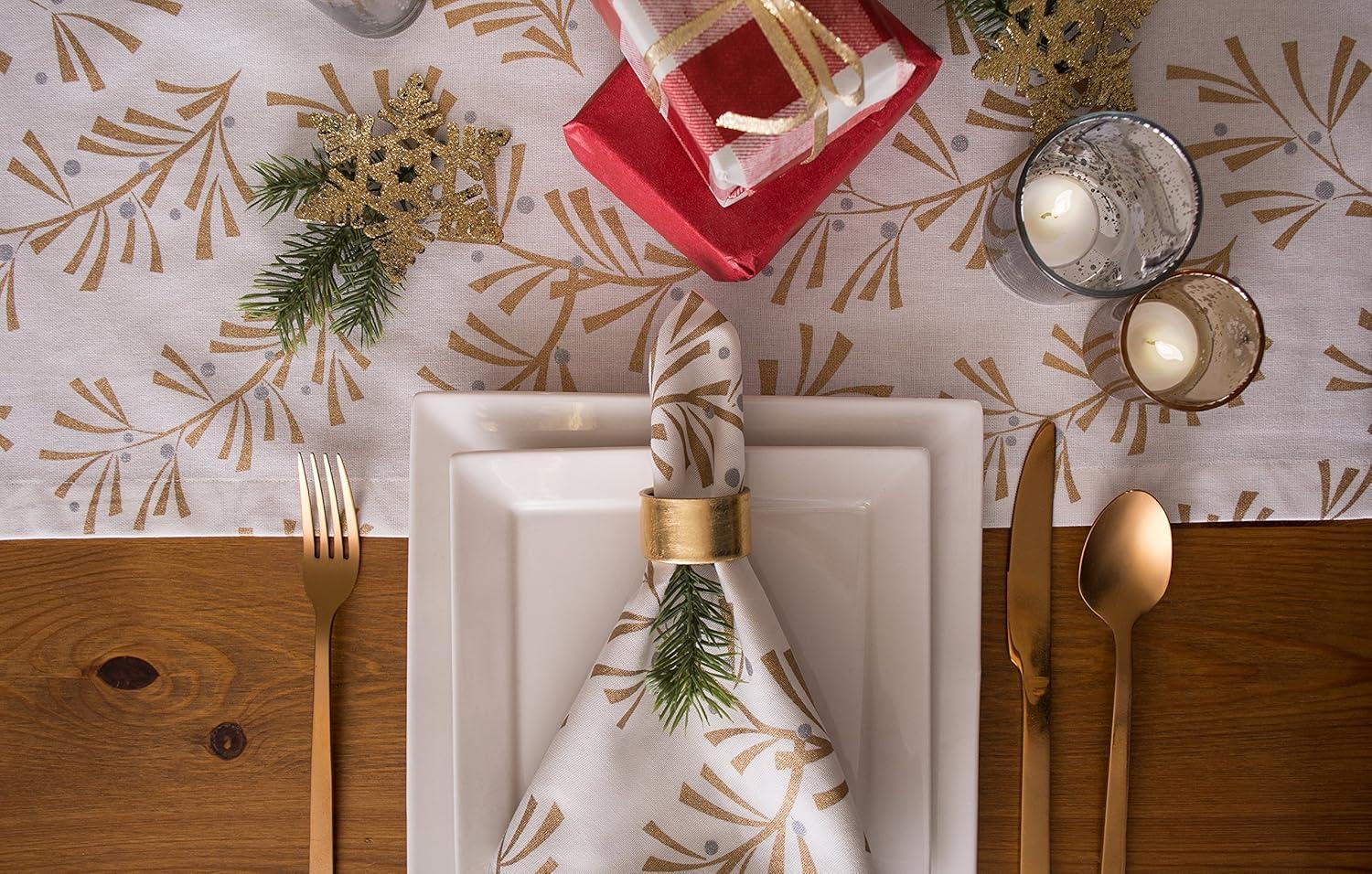 imageDII Holiday Dining Table Linen Metallic Fabric Kitchen Dcor Christmas Tablecloth 60x84 Silver Holiday CollageGold Holly Leaves