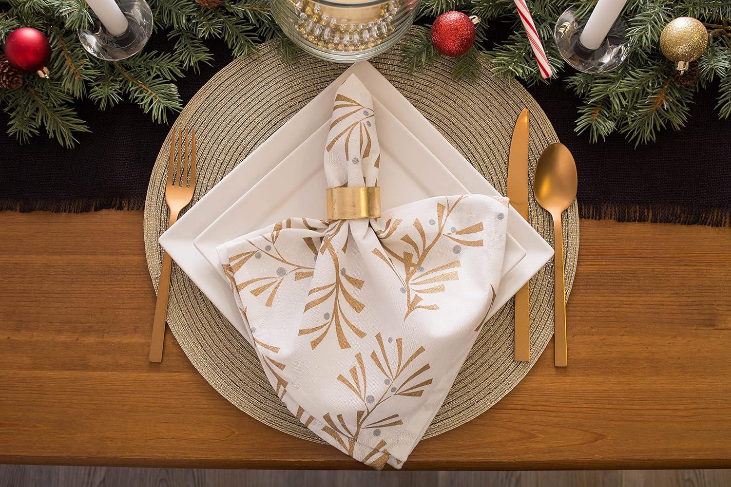 imageDII Holiday Dining Table Linen Metallic Fabric Kitchen Dcor Christmas Tablecloth 60x84 Silver Holiday CollageGold Holly Leaves