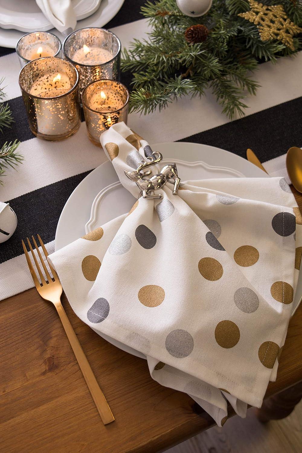 imageDII Holiday Dining Table Linen Metallic Fabric Kitchen Dcor Christmas Tablecloth 60x84 Silver Holiday CollageSilver  Gold Polka Dot Confetti