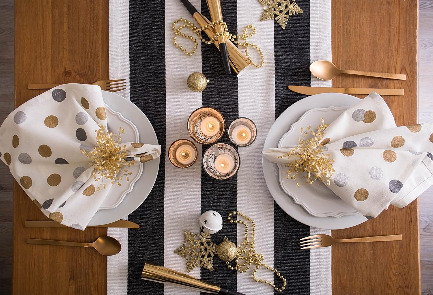 imageDII Holiday Dining Table Linen Metallic Fabric Kitchen Dcor Christmas Tablecloth 60x84 Silver Holiday CollageSilver  Gold Polka Dot Confetti