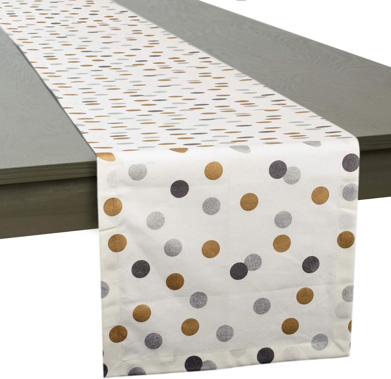 imageDII Holiday Dining Table Linen Metallic Fabric Kitchen Dcor Christmas Tablecloth 60x84 Silver Holiday CollageSilver  Gold Polka Dot Confetti