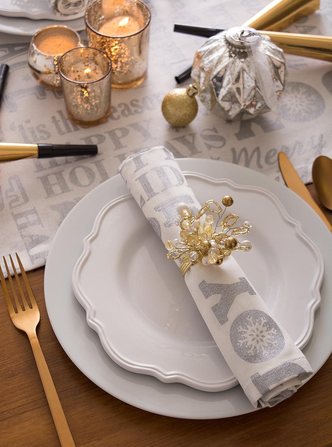 imageDII Holiday Dining Table Linen Metallic Fabric Kitchen Dcor Christmas Tablecloth 60x84 Silver Holiday CollageSilver Holiday Collage