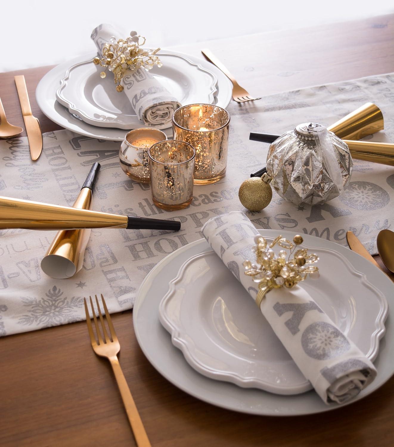 imageDII Holiday Dining Table Linen Metallic Fabric Kitchen Dcor Christmas Tablecloth 60x84 Silver Holiday CollageSilver Holiday Collage