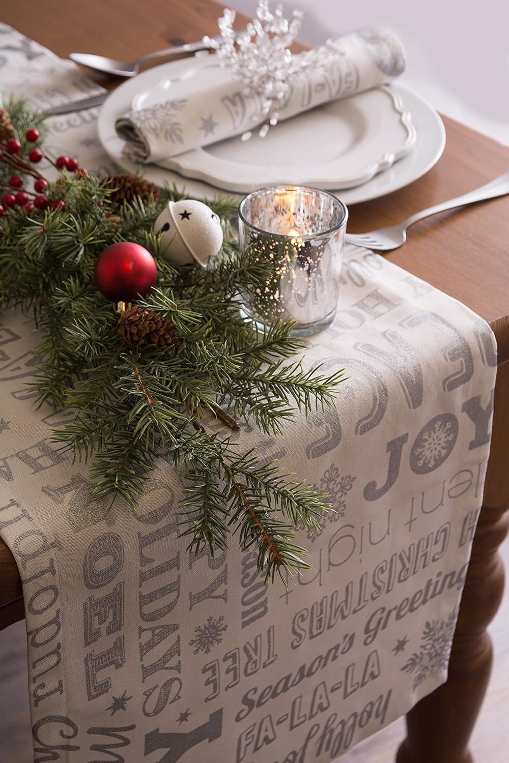 imageDII Holiday Dining Table Linen Metallic Fabric Kitchen Dcor Christmas Tablecloth 60x84 Silver Holiday CollageSilver Holiday Collage