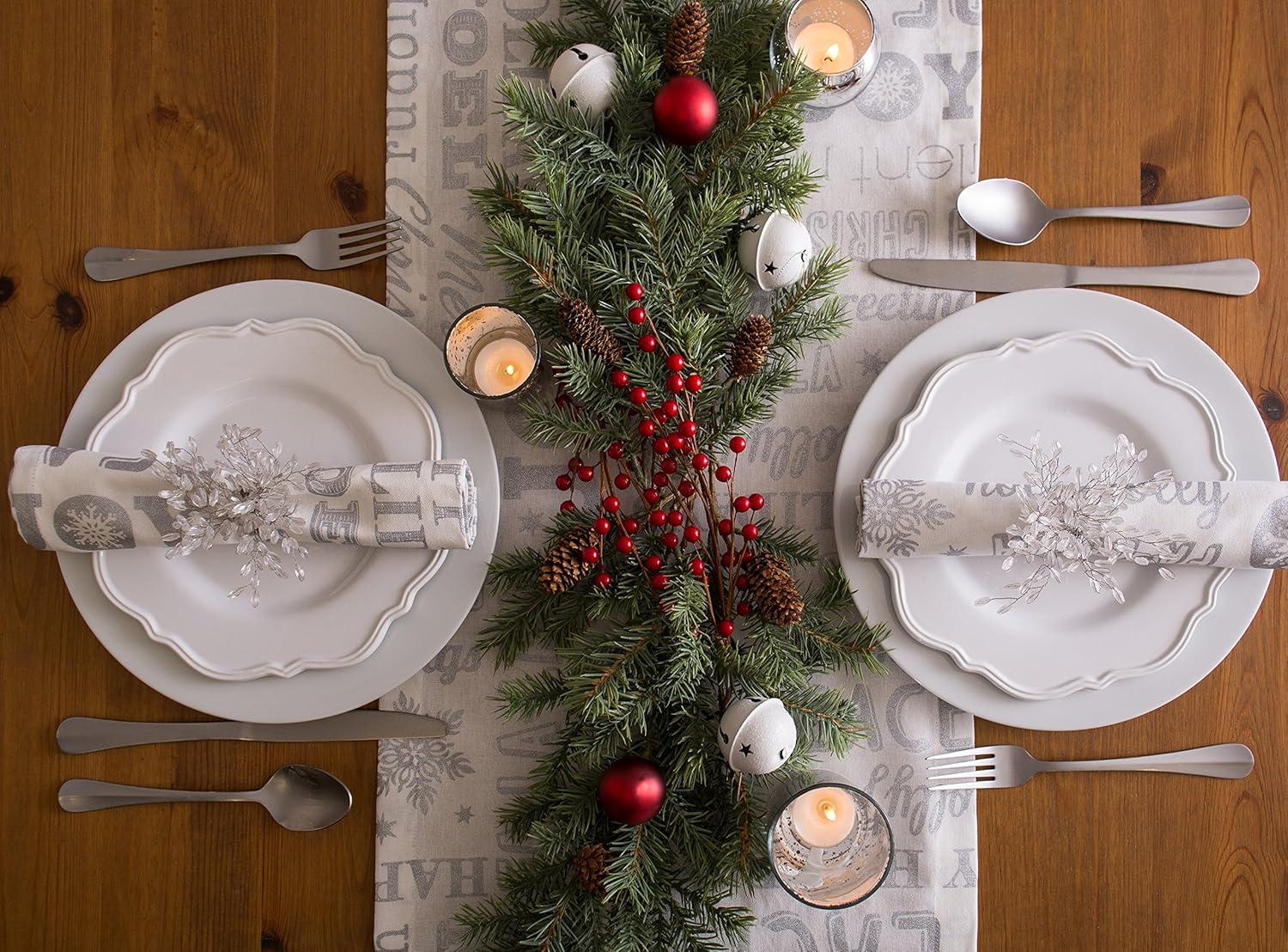 imageDII Holiday Dining Table Linen Metallic Fabric Kitchen Dcor Christmas Tablecloth 60x84 Silver Holiday CollageSilver Holiday Collage