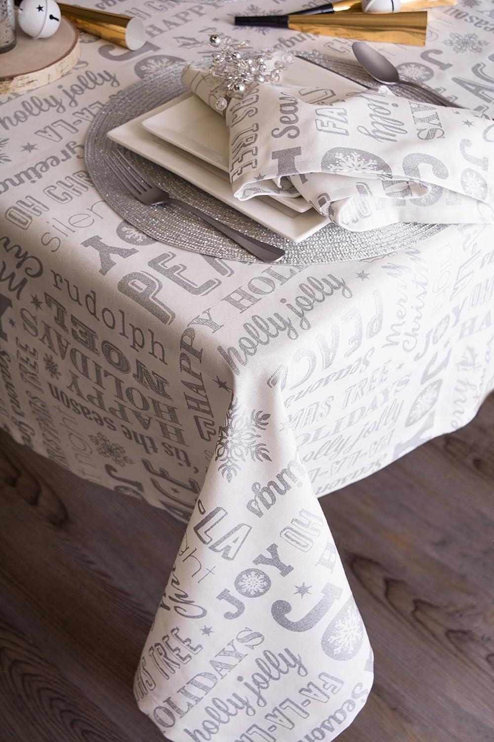 imageDII Holiday Dining Table Linen Metallic Fabric Kitchen Dcor Christmas Tablecloth 60x84 Silver Holiday CollageSilver Holiday Collage