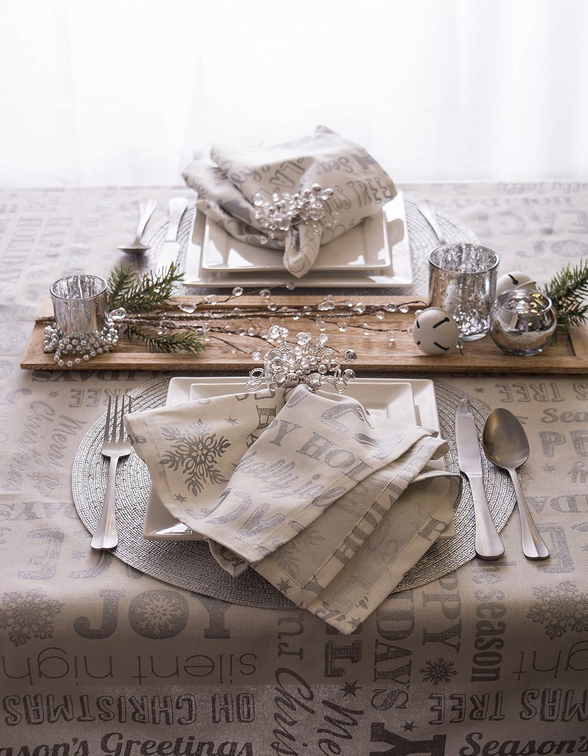 imageDII Holiday Dining Table Linen Metallic Fabric Kitchen Dcor Christmas Tablecloth 60x84 Silver Holiday CollageSilver Holiday Collage