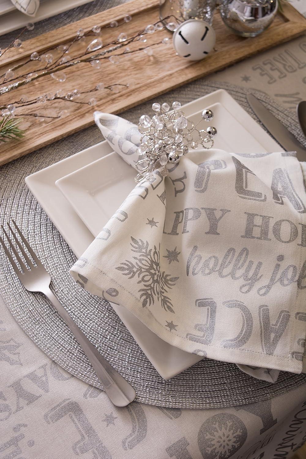 imageDII Holiday Dining Table Linen Metallic Fabric Kitchen Dcor Christmas Tablecloth 60x84 Silver Holiday CollageSilver Holiday Collage