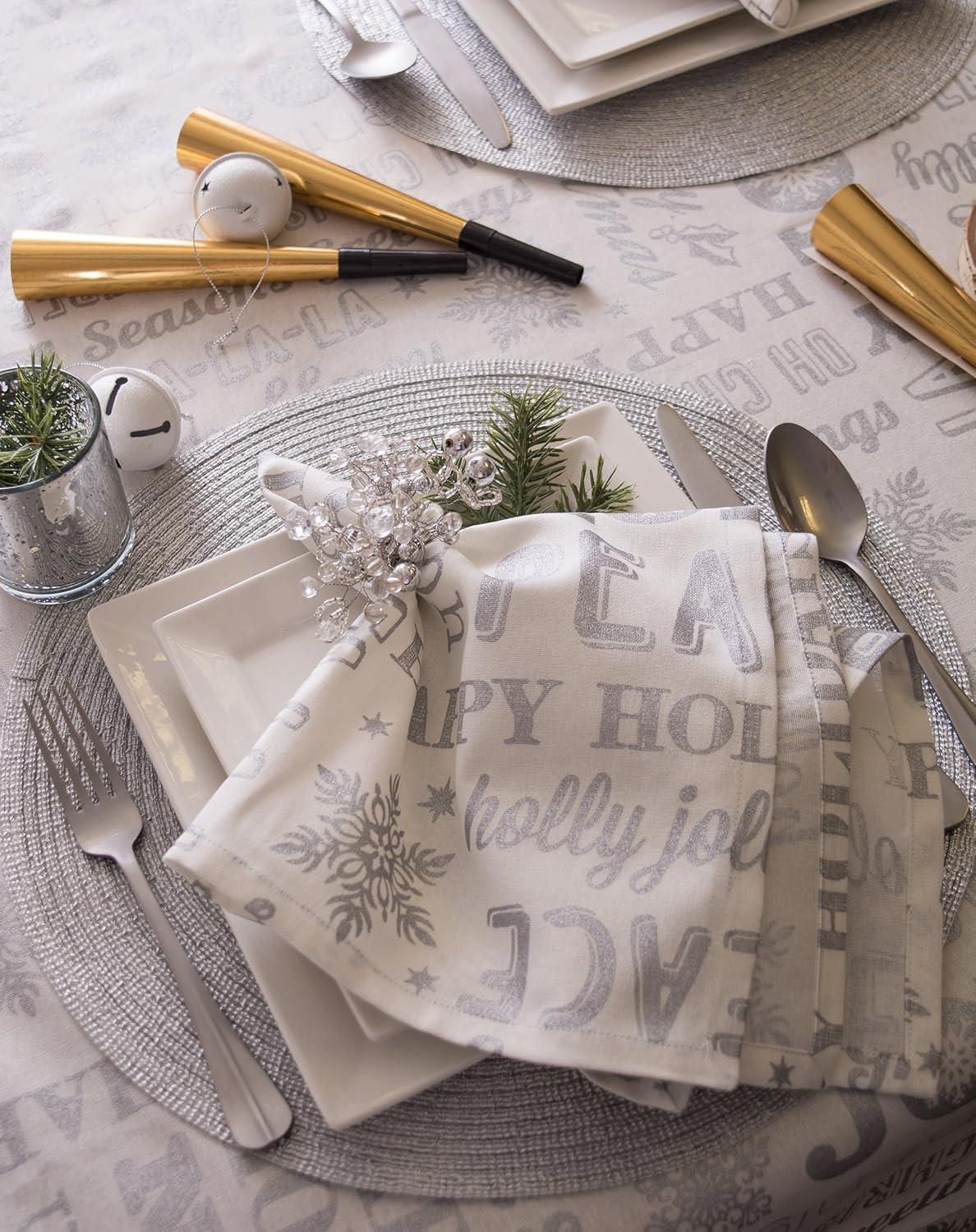 imageDII Holiday Dining Table Linen Metallic Fabric Kitchen Dcor Christmas Tablecloth 60x84 Silver Holiday CollageSilver Holiday Collage
