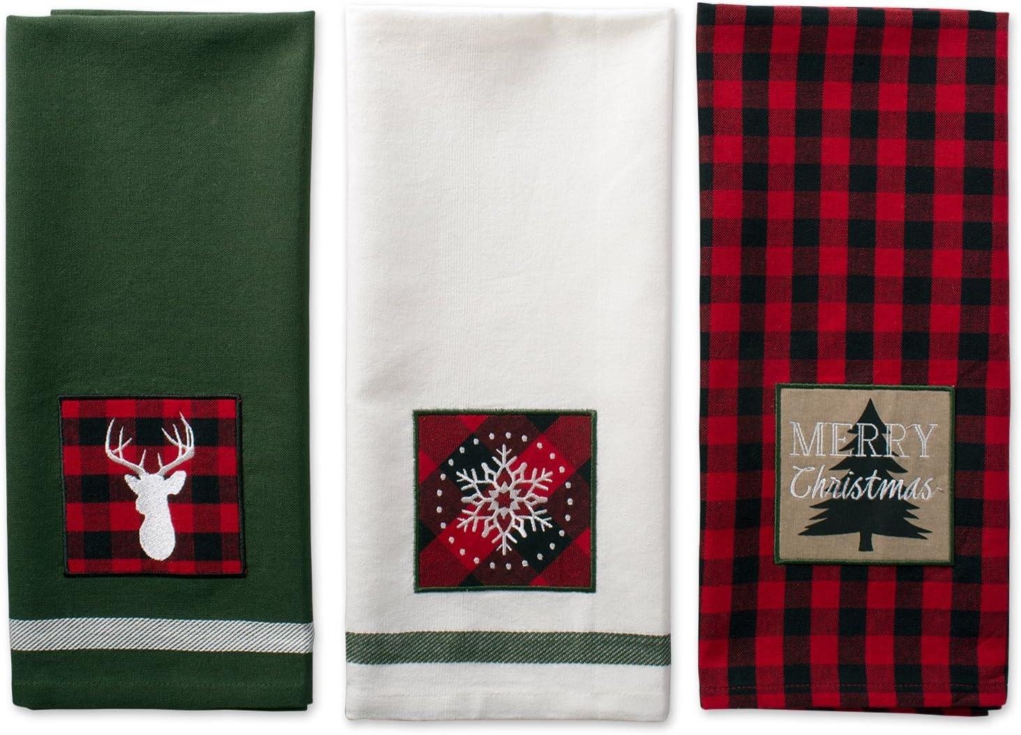 imageDII Holiday Kitchen Towels Embroidered Dish Towel Set 18x28 Cozy Christmas 3 PieceFireside