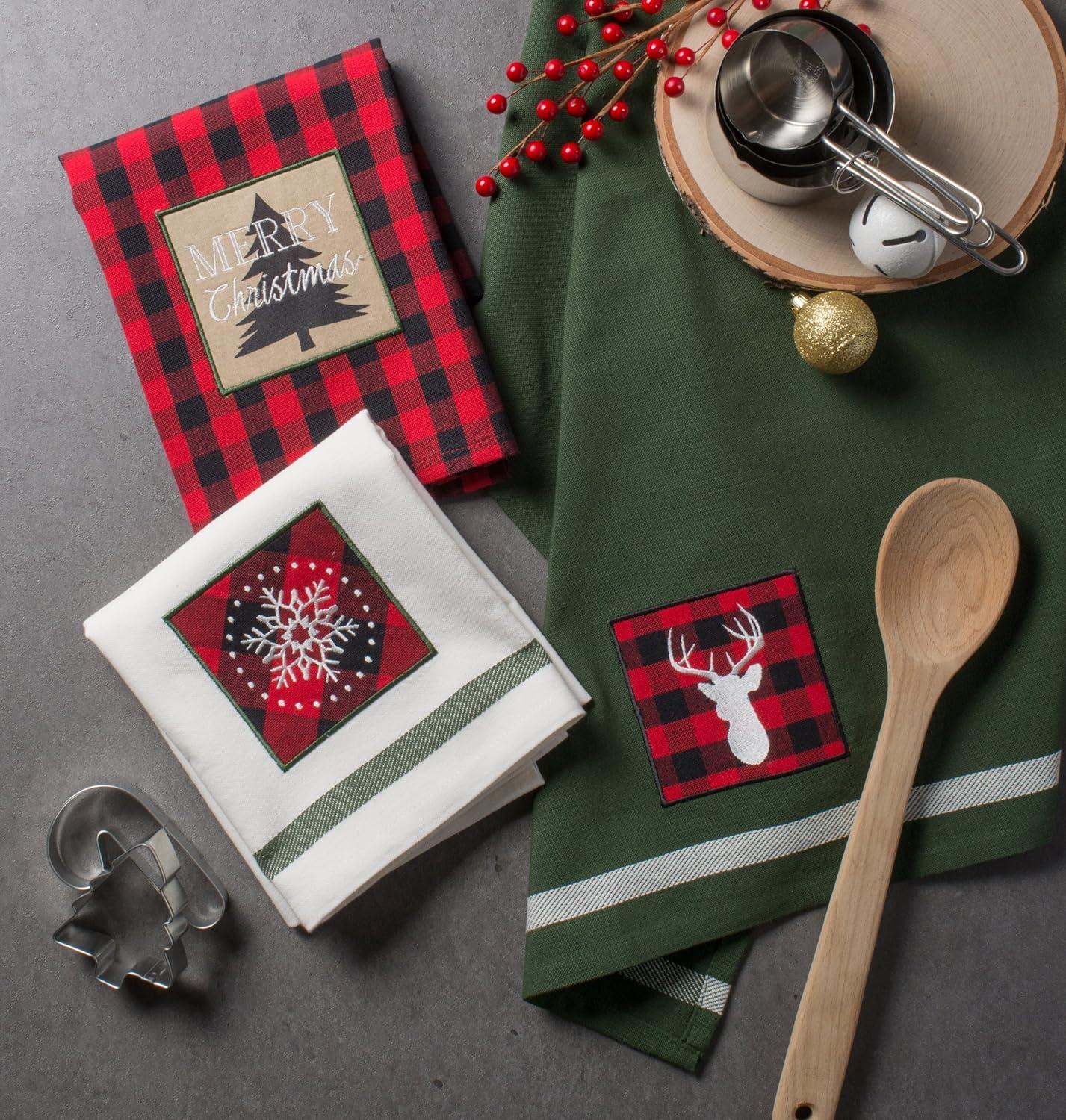 imageDII Holiday Kitchen Towels Embroidered Dish Towel Set 18x28 Cozy Christmas 3 PieceFireside