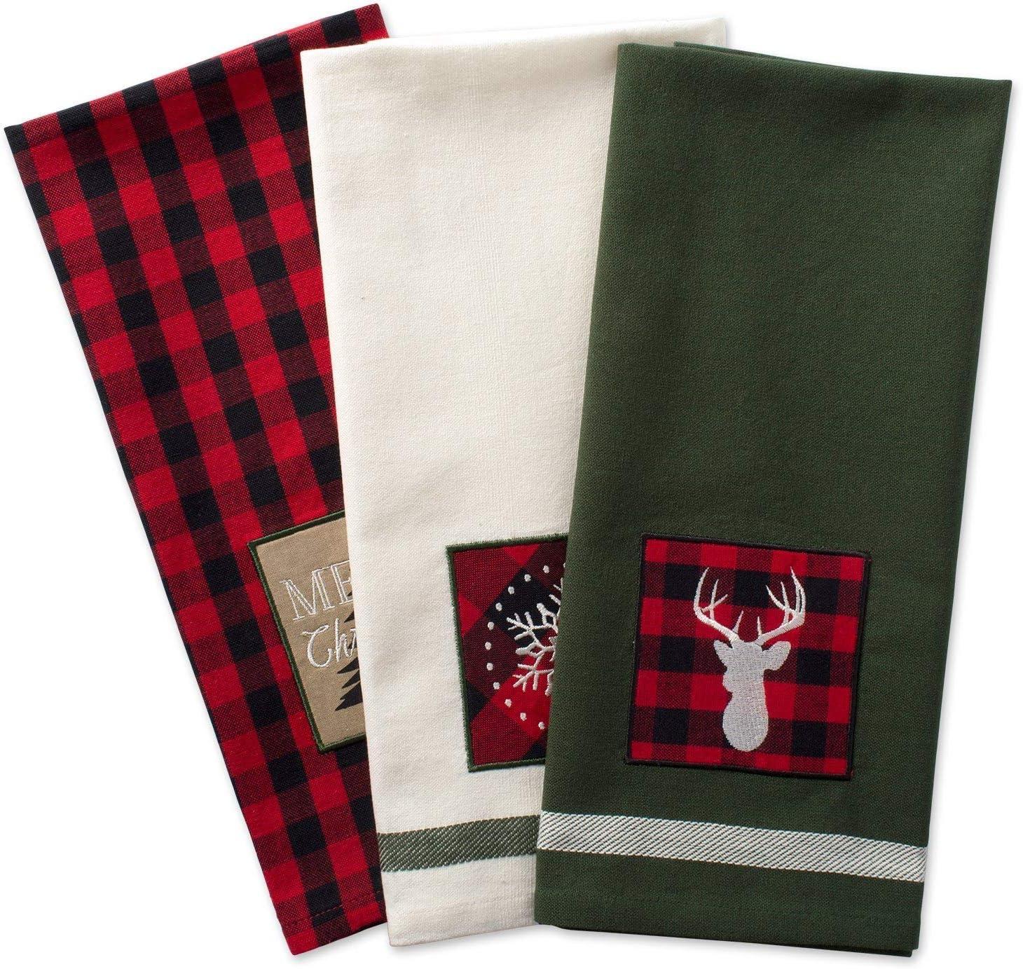 imageDII Holiday Kitchen Towels Embroidered Dish Towel Set 18x28 Cozy Christmas 3 PieceFireside