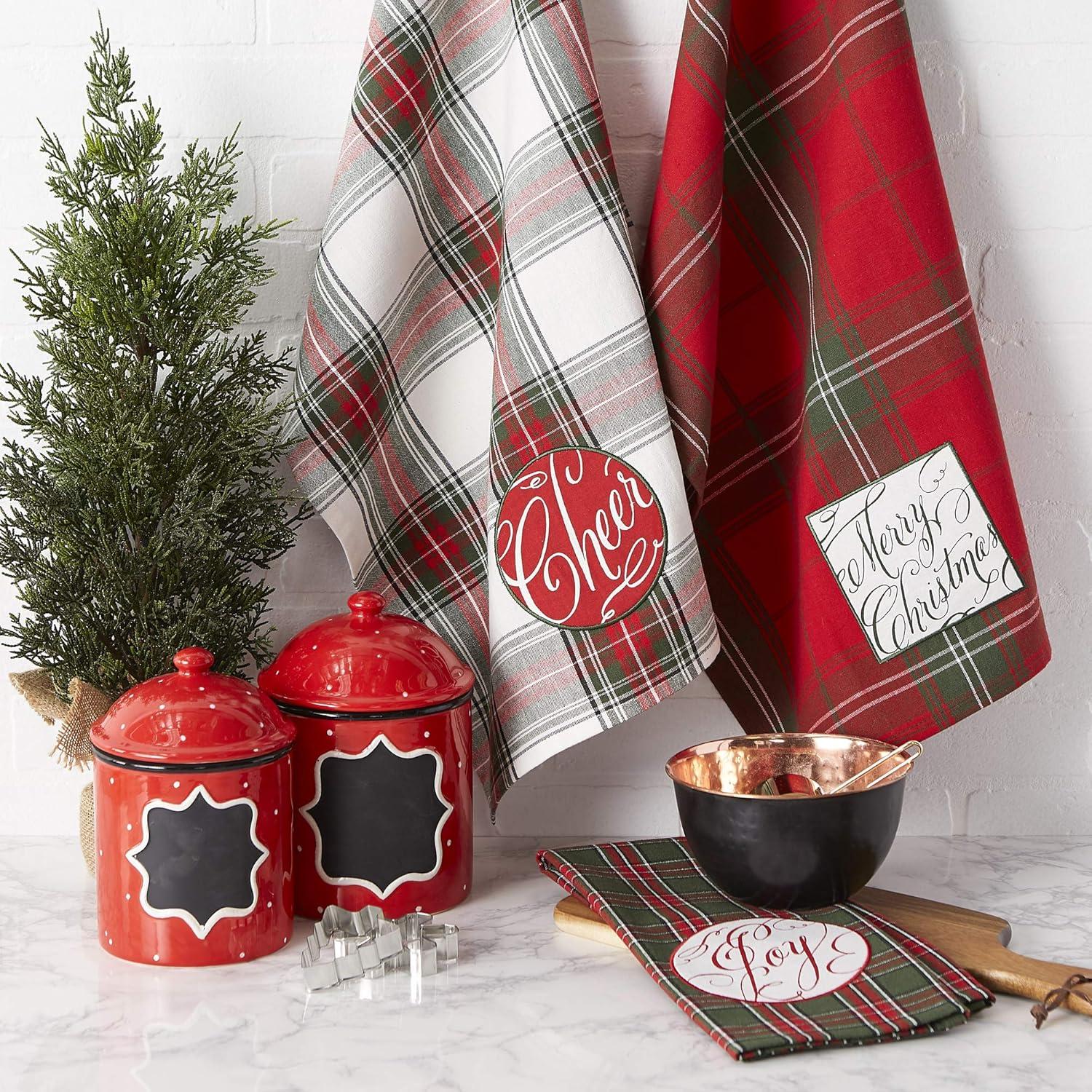 imageDII Holiday Kitchen Towels Embroidered Dish Towel Set 18x28 Cozy Christmas 3 PieceJoyful Wishes