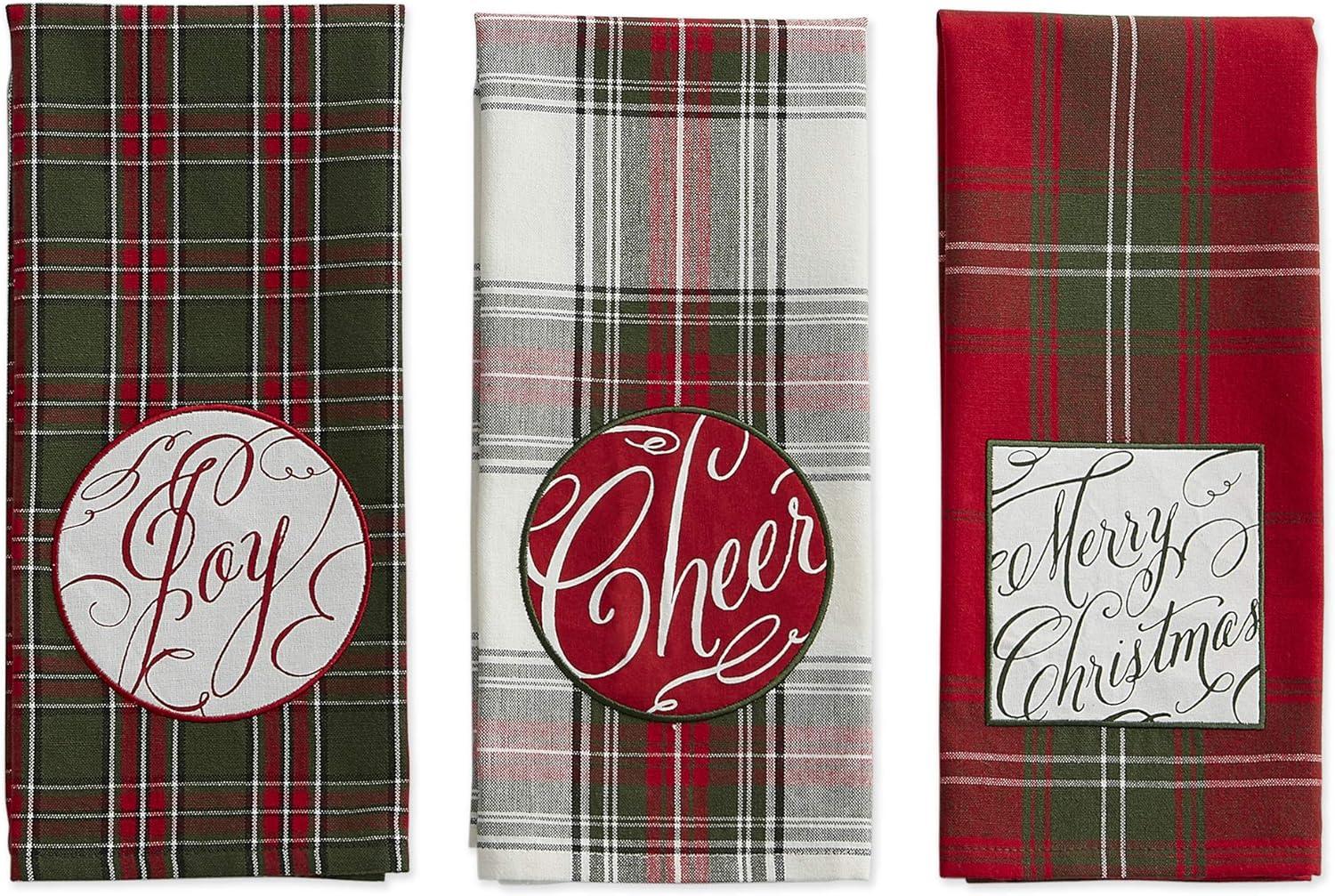 imageDII Holiday Kitchen Towels Embroidered Dish Towel Set 18x28 Cozy Christmas 3 PieceJoyful Wishes