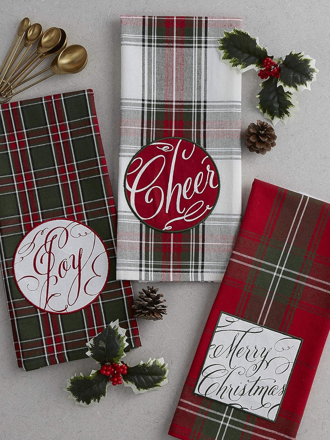 imageDII Holiday Kitchen Towels Embroidered Dish Towel Set 18x28 Cozy Christmas 3 PieceJoyful Wishes