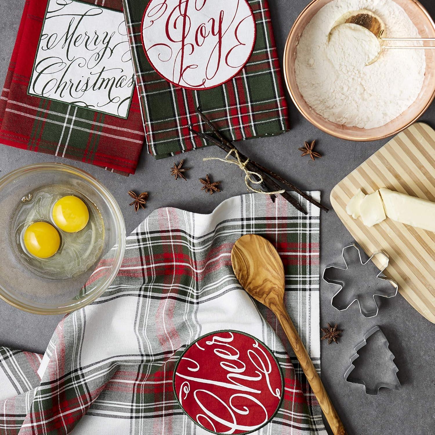 imageDII Holiday Kitchen Towels Embroidered Dish Towel Set 18x28 Cozy Christmas 3 PieceJoyful Wishes