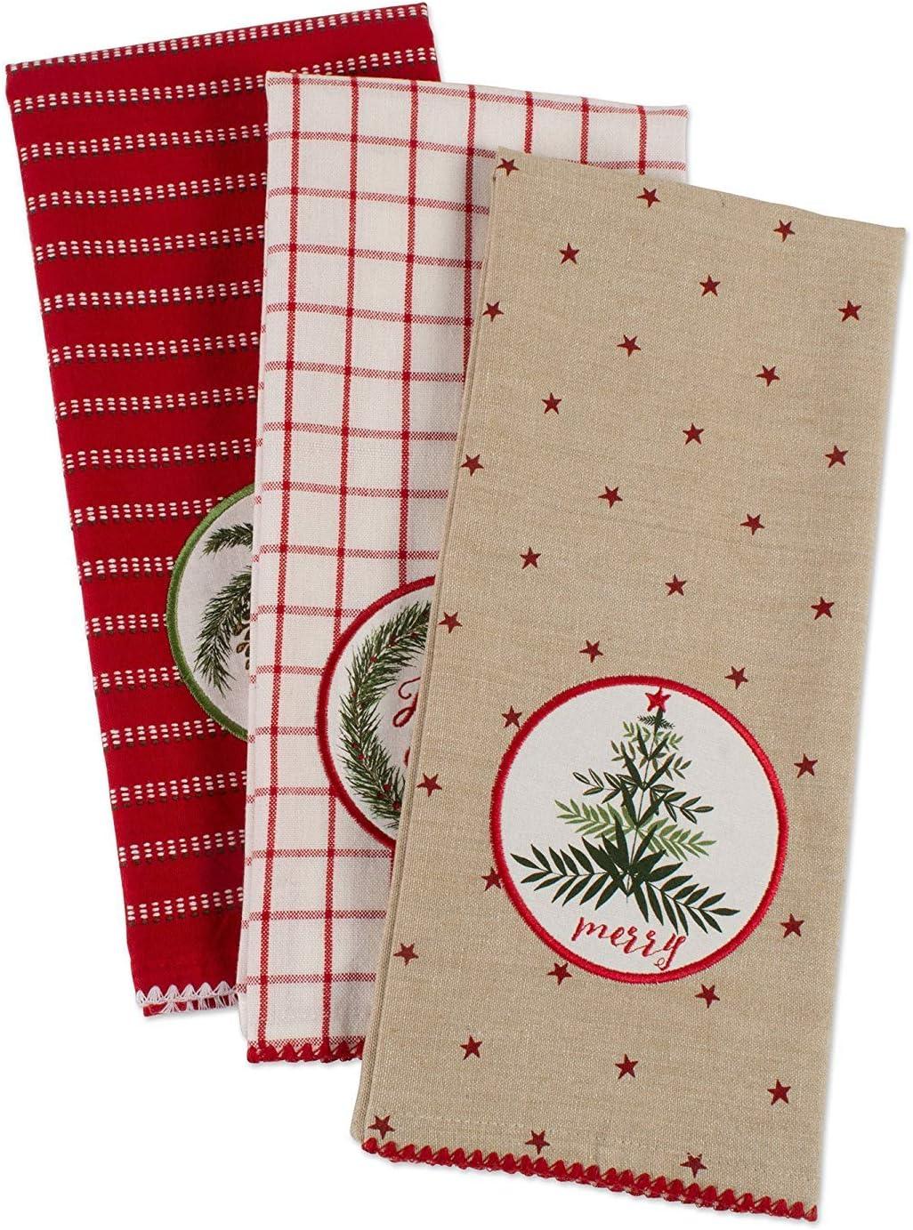 imageDII Holiday Kitchen Towels Embroidered Dish Towel Set 18x28 Cozy Christmas 3 PieceNoel