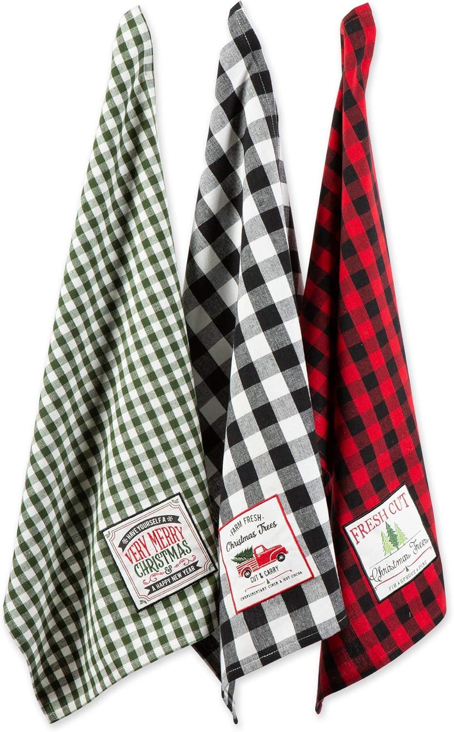 imageDII Holiday Kitchen Towels Embroidered Dish Towel Set 18x28 Cozy Christmas 3 PieceTree Farm