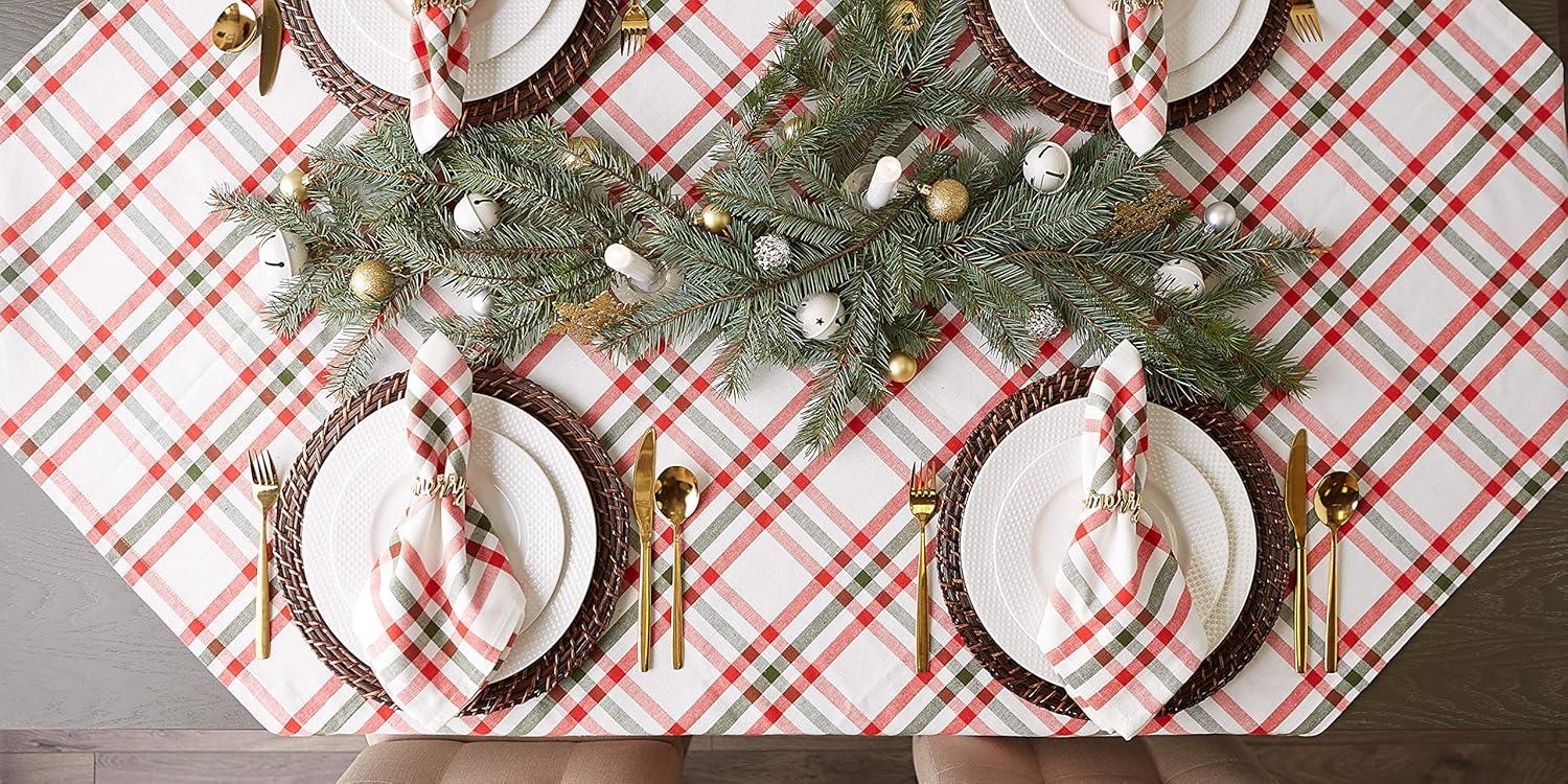 imageDII Jolly Christmas Tree Collection Holiday Table ampamp Kitchen Dcor Tablecloth 60x84 Christmas PlaidChristmas Plaid