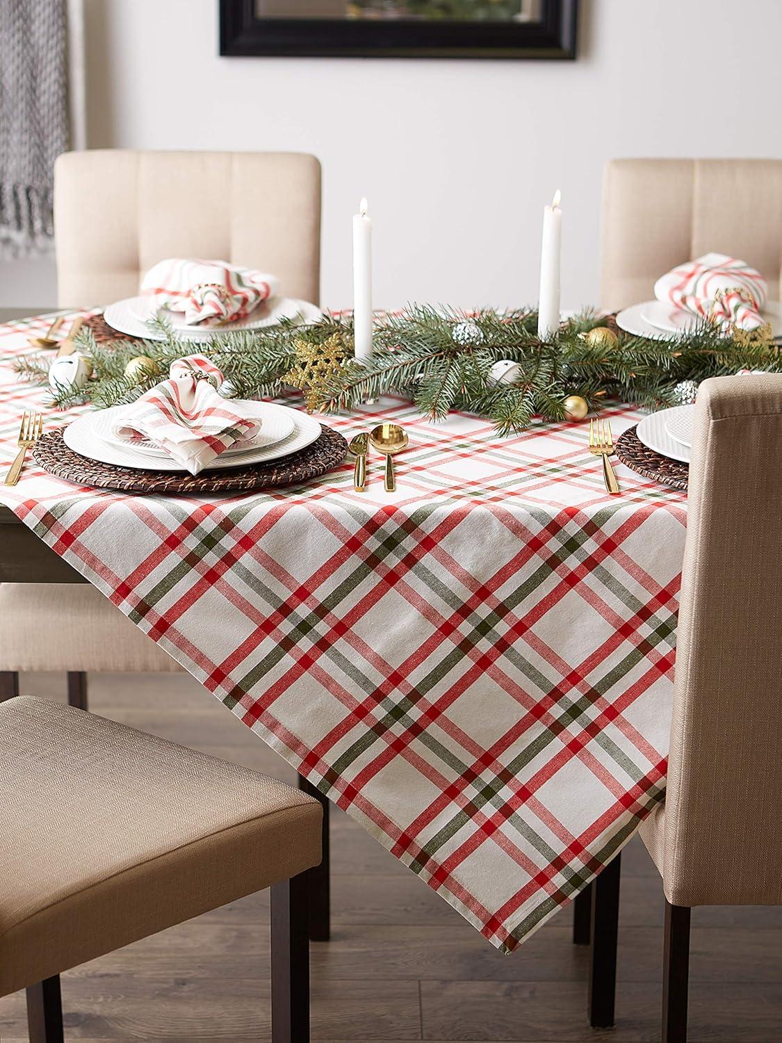 imageDII Jolly Christmas Tree Collection Holiday Table ampamp Kitchen Dcor Tablecloth 60x84 Christmas PlaidChristmas Plaid