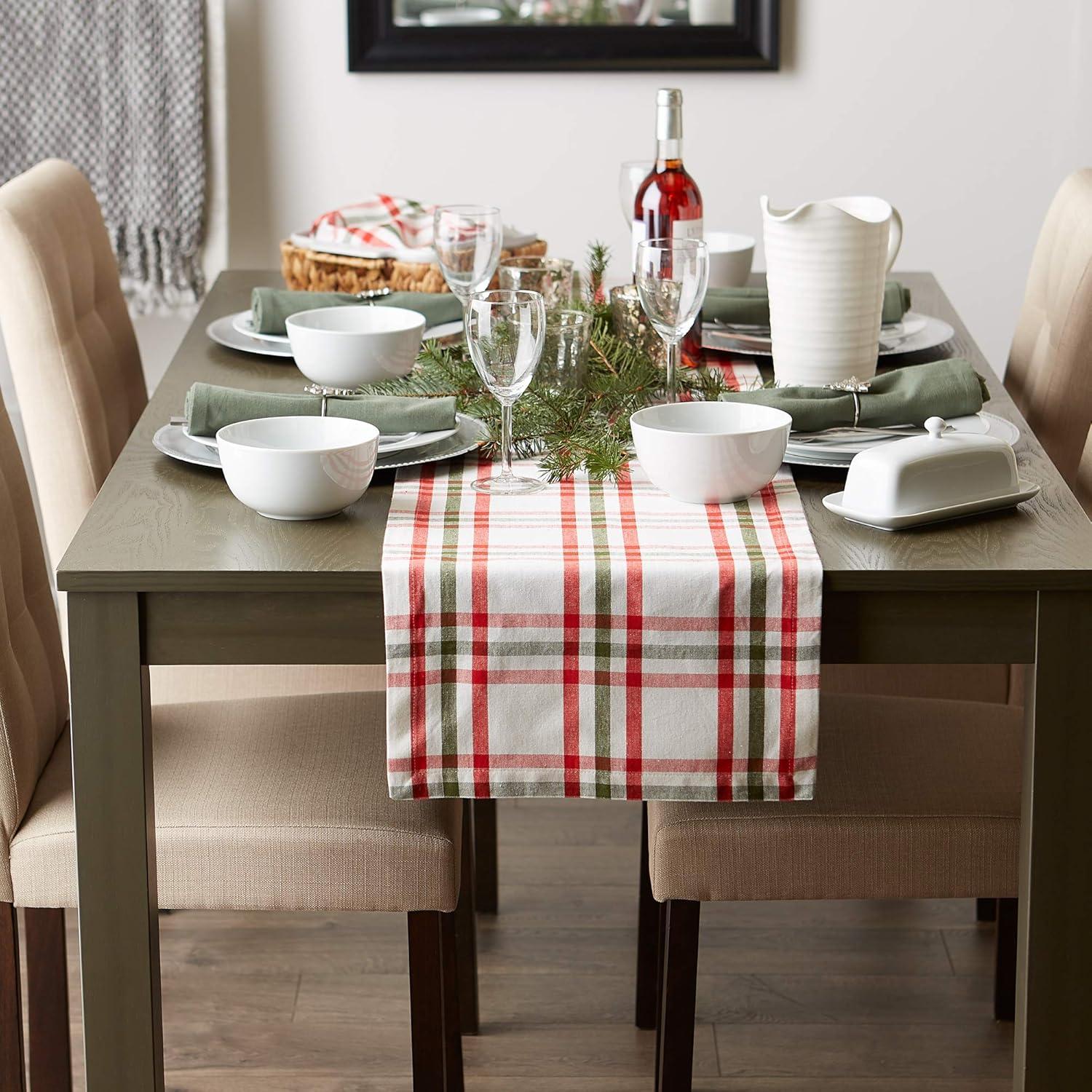 imageDII Jolly Christmas Tree Collection Holiday Table ampamp Kitchen Dcor Tablecloth 60x84 Christmas PlaidChristmas Plaid