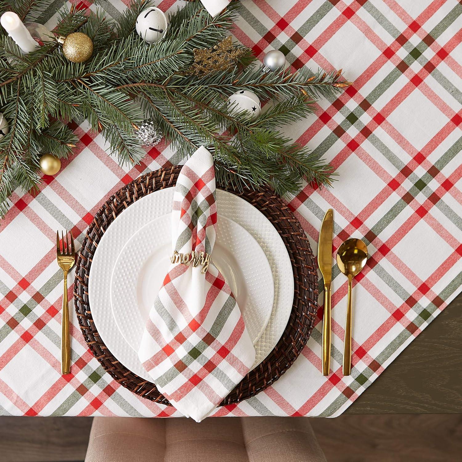 imageDII Jolly Christmas Tree Collection Holiday Table ampamp Kitchen Dcor Tablecloth 60x84 Christmas PlaidChristmas Plaid