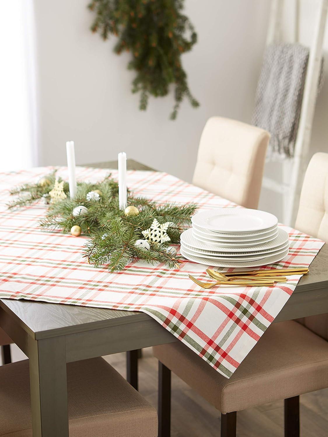 imageDII Jolly Christmas Tree Collection Holiday Table ampamp Kitchen Dcor Tablecloth 60x84 Christmas PlaidChristmas Plaid