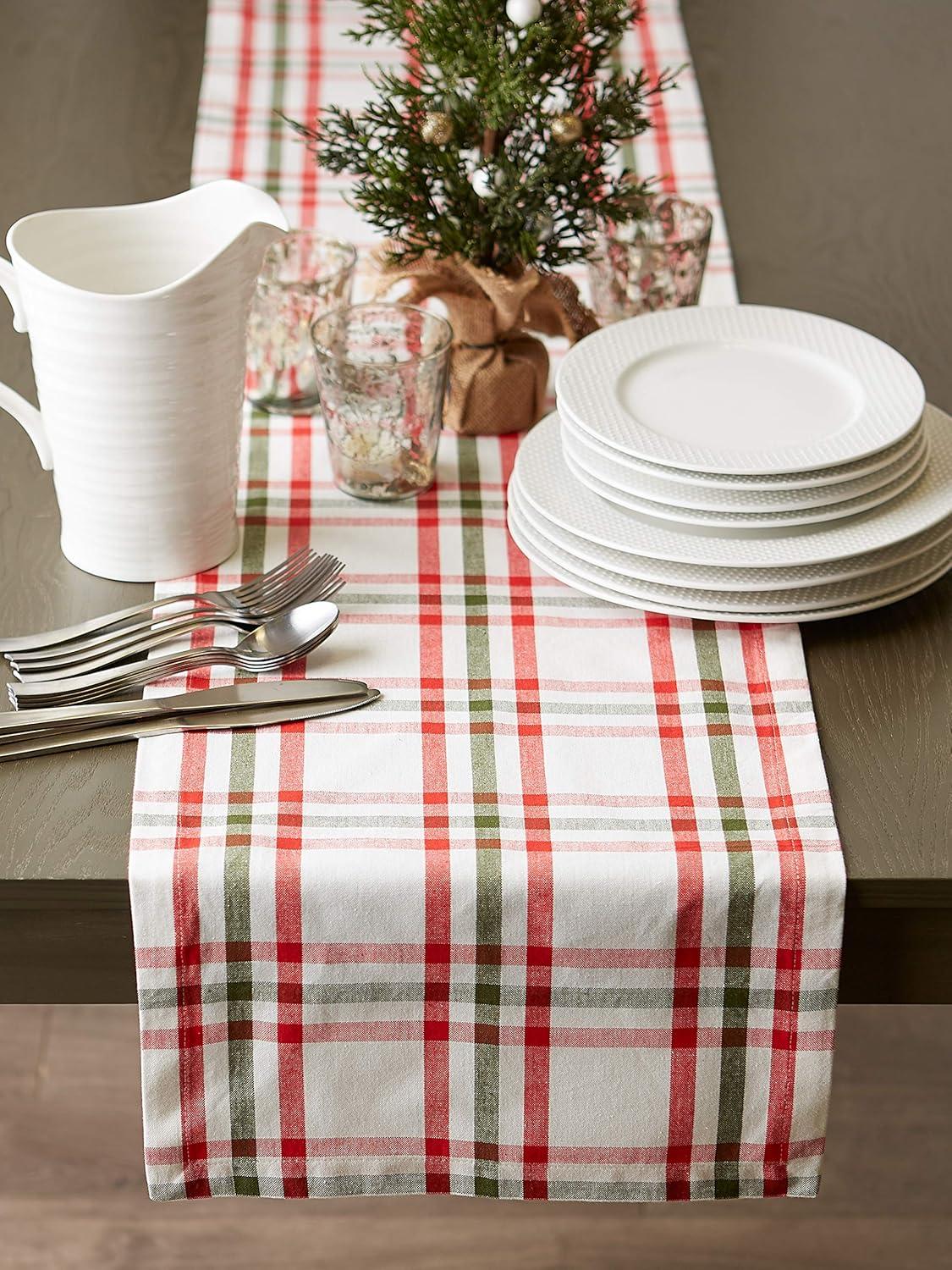 imageDII Jolly Christmas Tree Collection Holiday Table ampamp Kitchen Dcor Tablecloth 60x84 Christmas PlaidChristmas Plaid