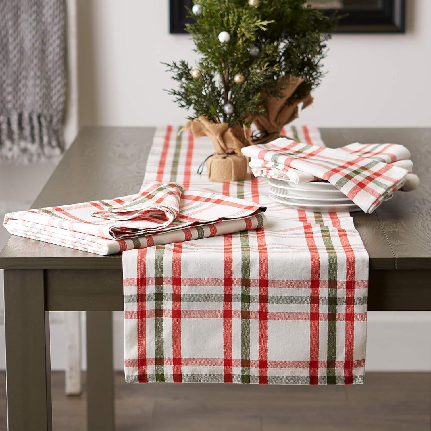imageDII Jolly Christmas Tree Collection Holiday Table ampamp Kitchen Dcor Tablecloth 60x84 Christmas PlaidChristmas Plaid