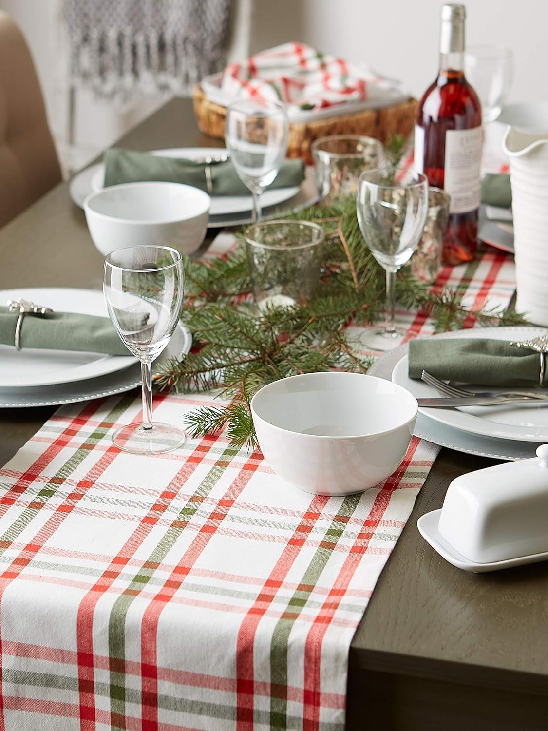 imageDII Jolly Christmas Tree Collection Holiday Table ampamp Kitchen Dcor Tablecloth 60x84 Christmas PlaidChristmas Plaid