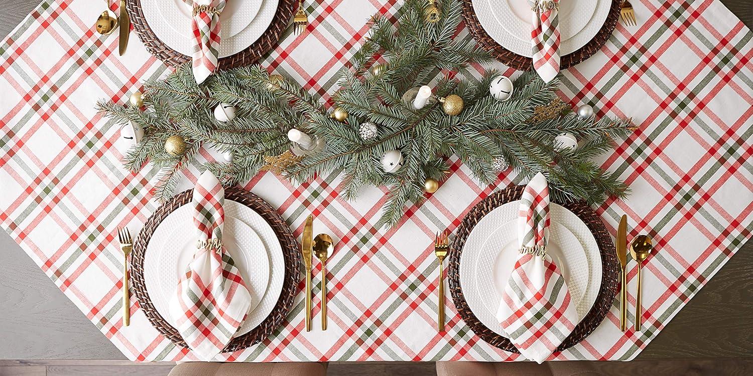 imageDII Jolly Christmas Tree Collection Holiday Table ampamp Kitchen Dcor Tablecloth 60x84 Christmas PlaidChristmas Plaid