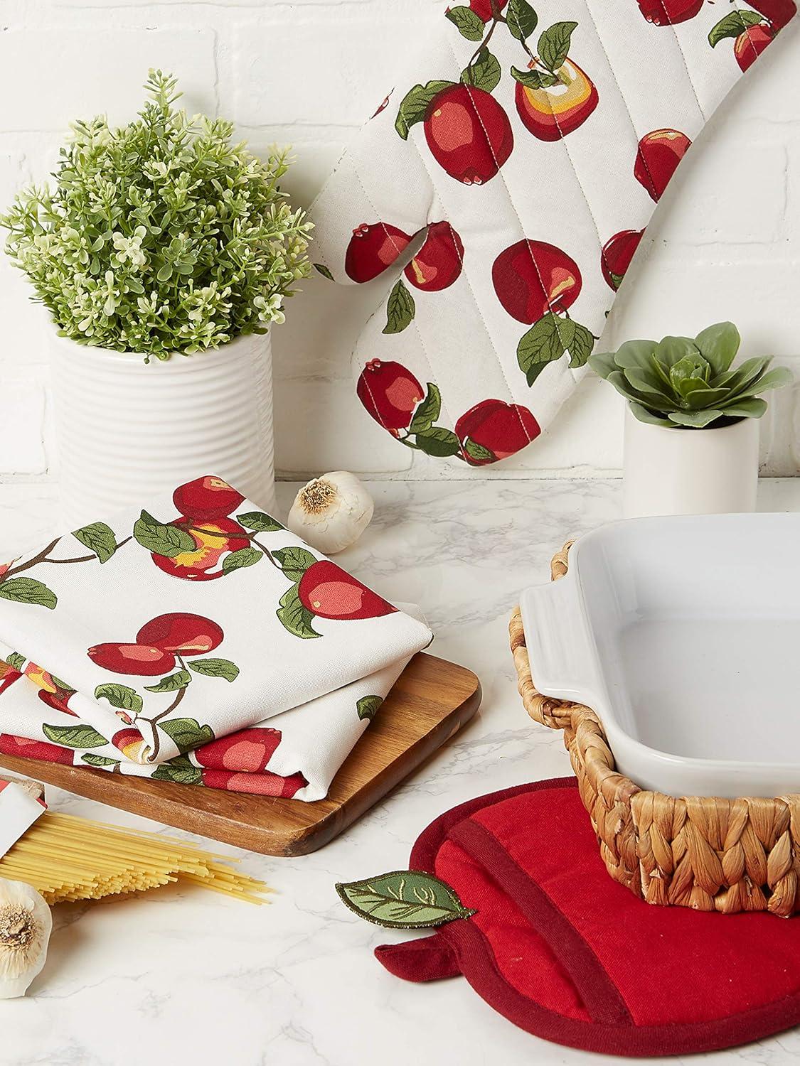 imageDII Kitchen Gift Set Collection Pot Holder ampamp 3 Dish Towels Fresh Herbs 4 PieceApple Orchard
