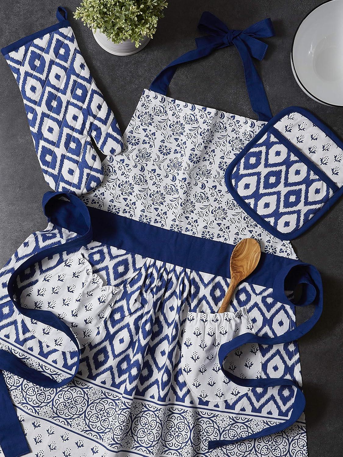 imageDII Kitchen Gift Set Collection Pot Holder ampamp 3 Dish Towels Fresh Herbs 4 PieceBlue Market