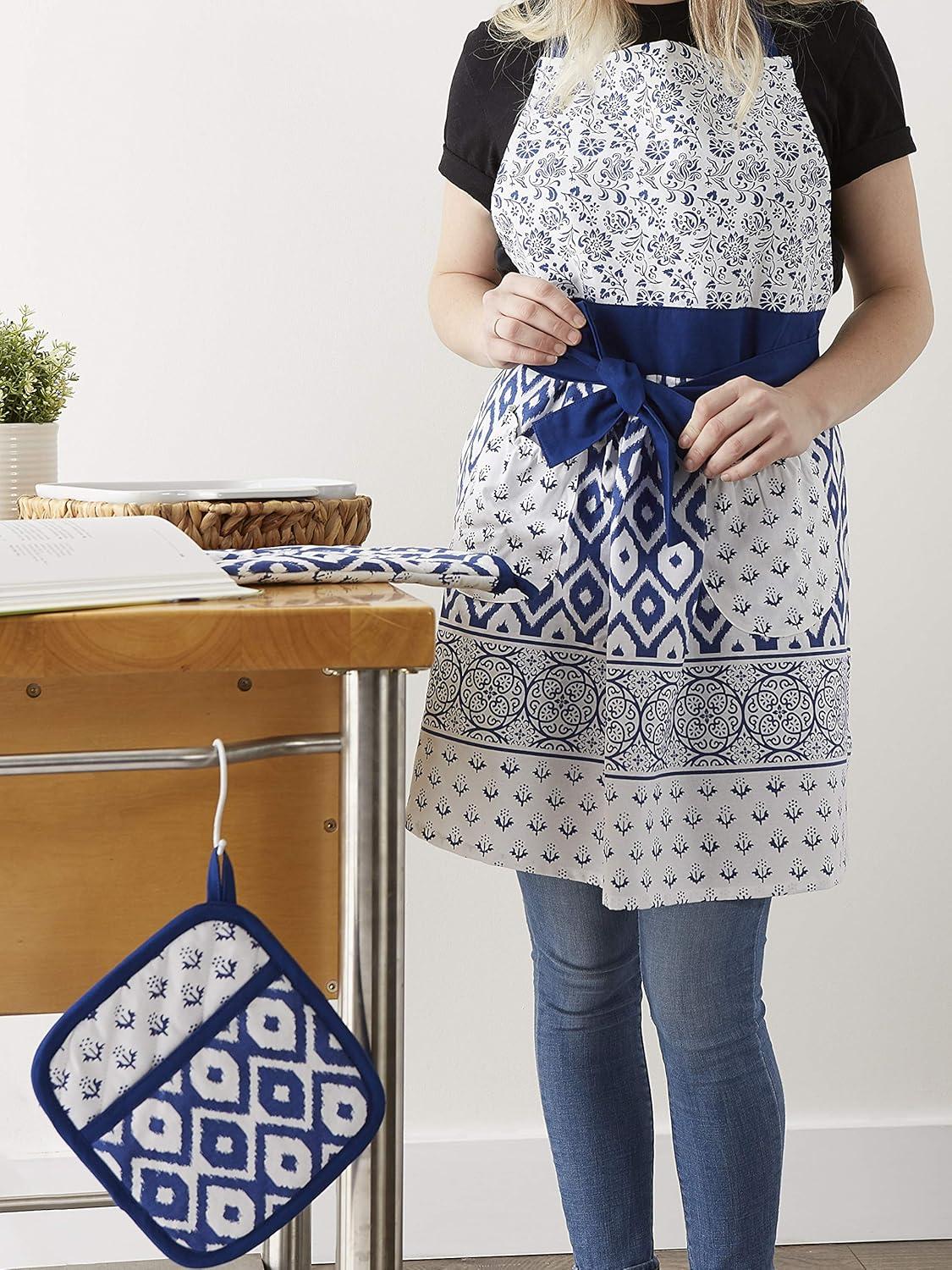 imageDII Kitchen Gift Set Collection Pot Holder ampamp 3 Dish Towels Fresh Herbs 4 PieceBlue Market