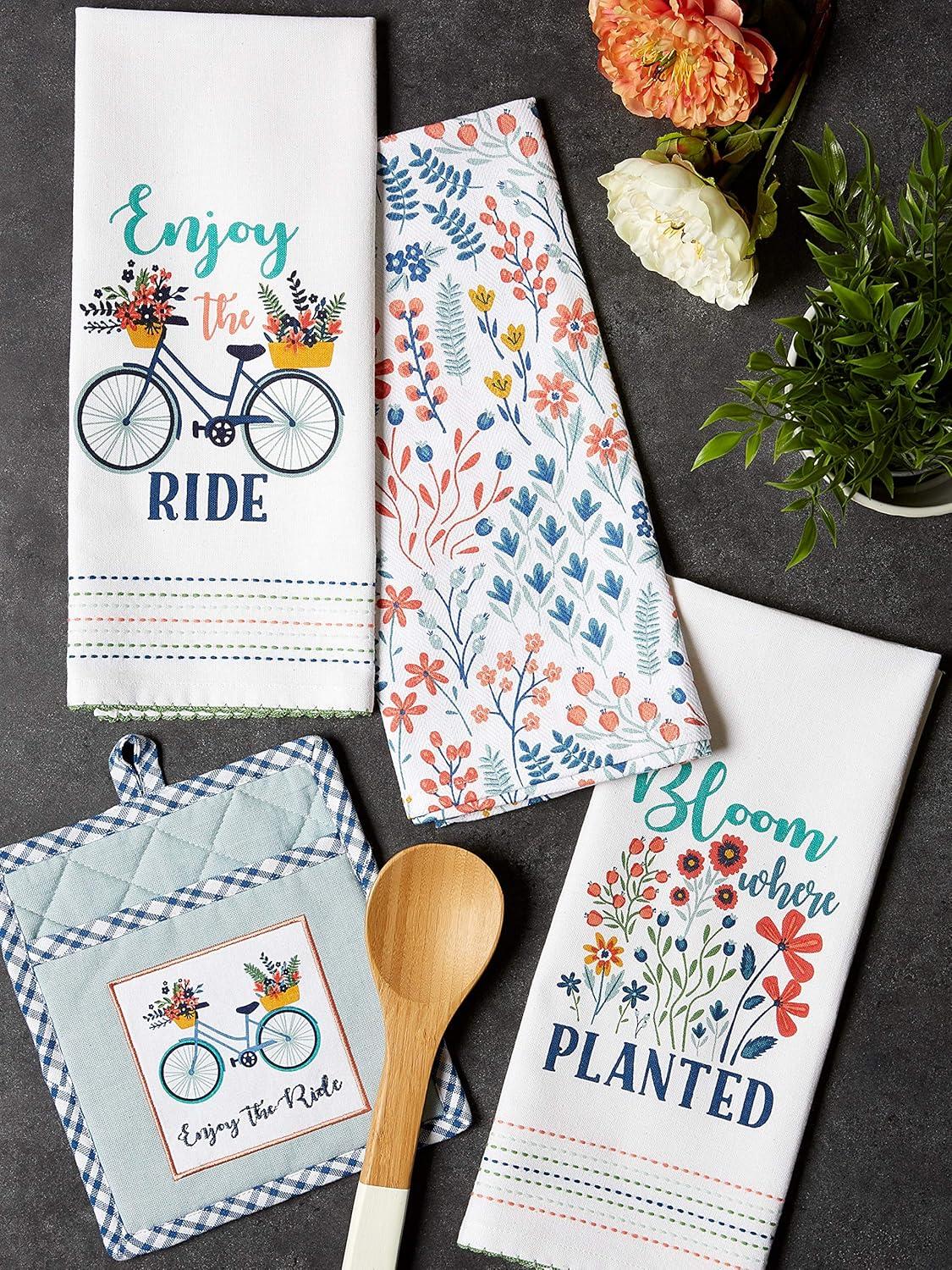 imageDII Kitchen Gift Set Collection Pot Holder ampamp 3 Dish Towels Fresh Herbs 4 PieceEnjoy the Ride